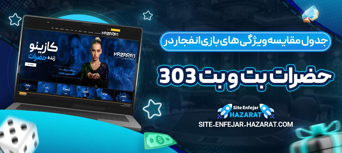 جدول مقایسه ویژگی‌ های بازی انفجار در حضرات بت و بت 303